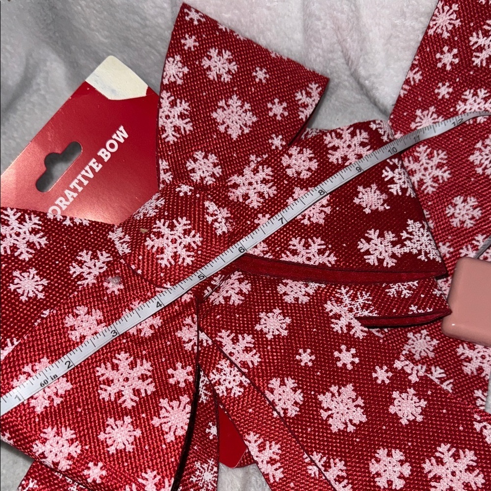 Red Snowflake Decorative Bows - Picture 3 of 5